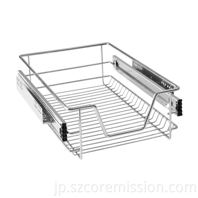 Telescopic Electroplating Kitchen Pull Out Drawer Basket